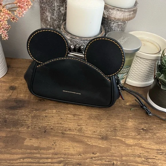Black Leather Mouse Ear Crossbody Bag - Picture 1 of 7